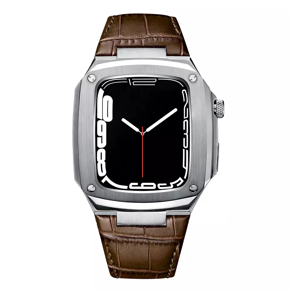 AZWATCH™ - Stainless Steel Apple Watch Case & Leather Strap Amazing Smart Watch